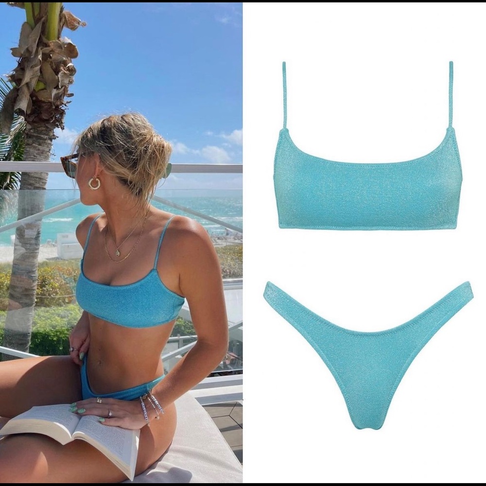 NWT Triangl Mica Baby Blue Sparkle bikini set- xs top / m bottom
